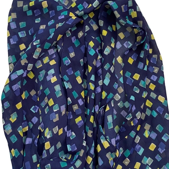 Tahari Arthur S Levine Abstract Geometric Print Blue Green Sleeveless Blouse M - Picture 14 of 16